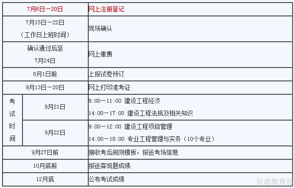 一级建造师考试报名时间